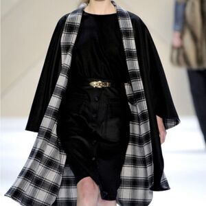 Adam Lippes Black and Gray Plaid Cape